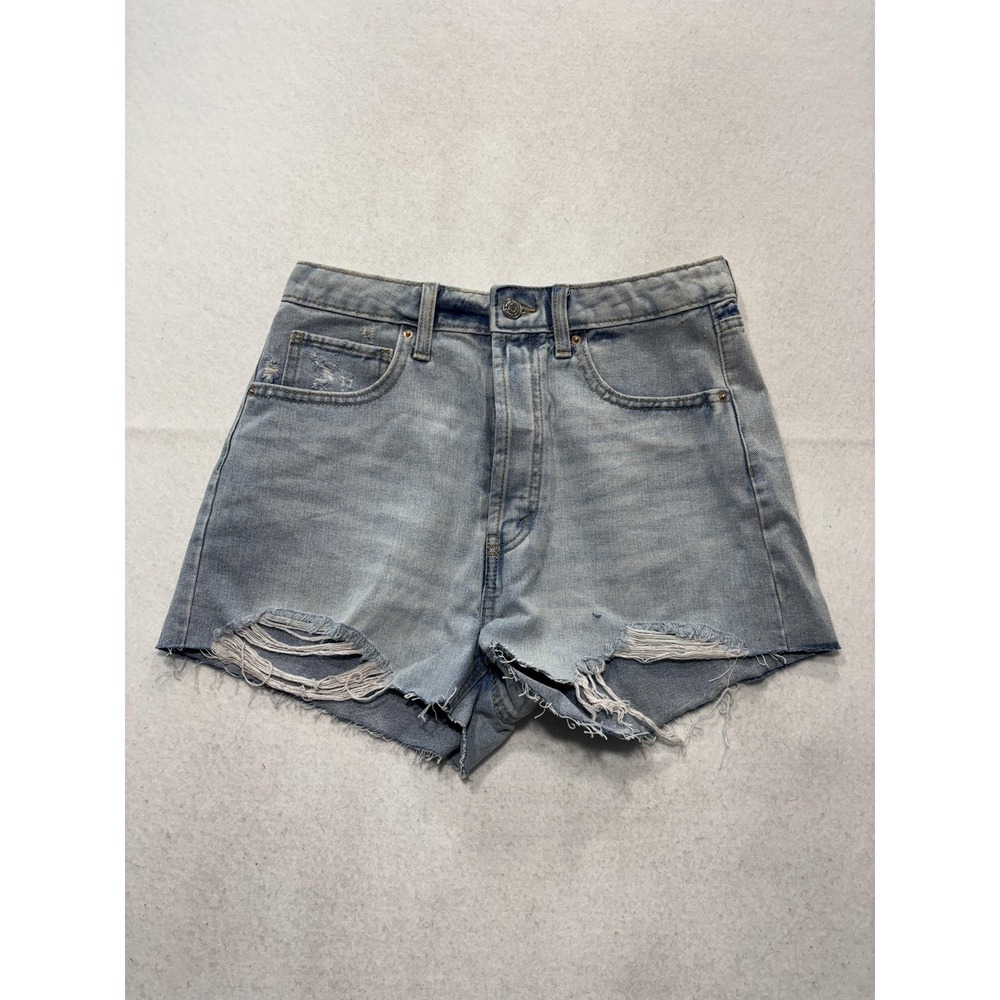 Wild Fable Shorts Womens 8 Blue Highest Rise Cutoff Denim Distressed Raw Hem